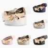 Metal Bow Knot Pu Leather Waist Belt Solid Color Waistband Women Gift Fashion