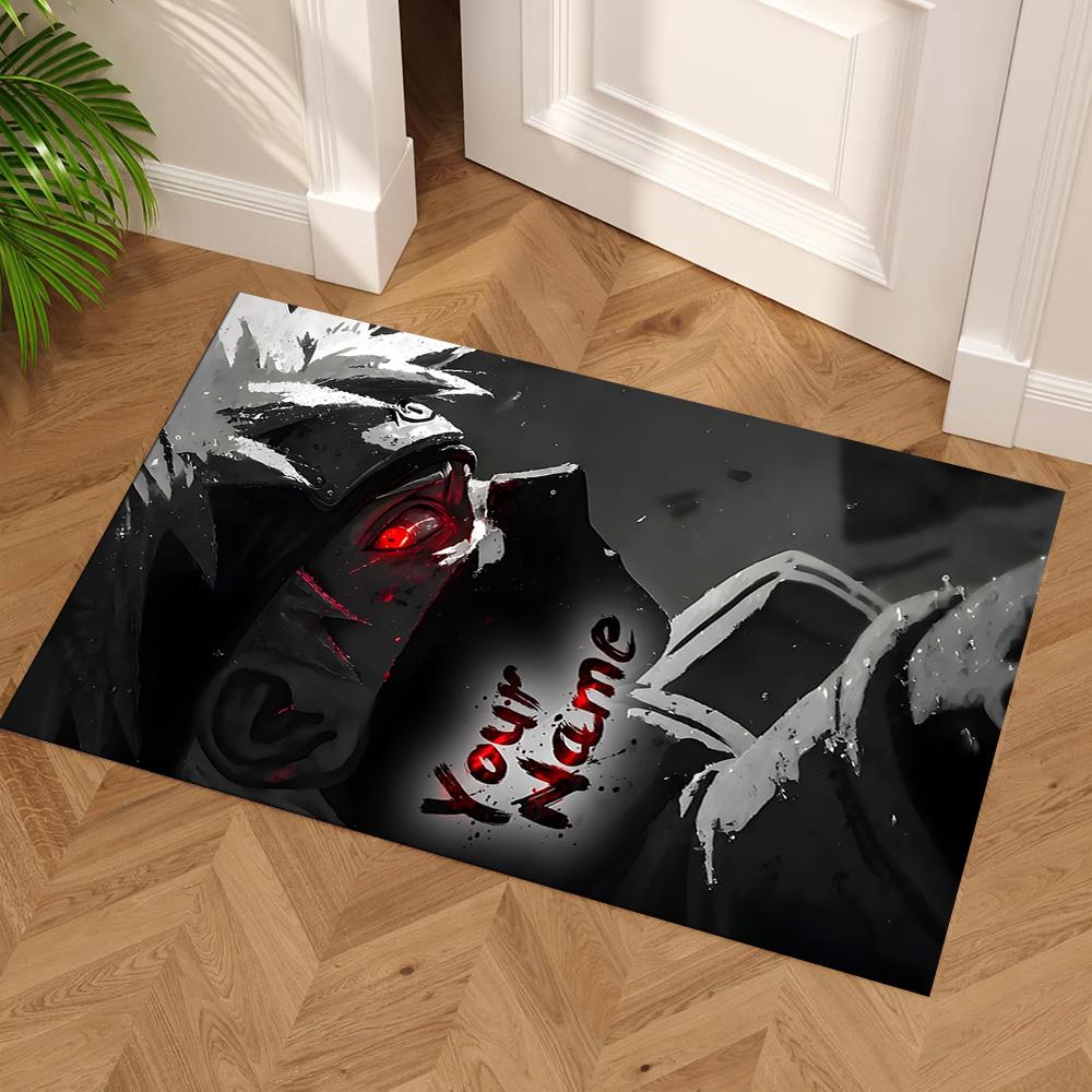 Naruto Character Personalized Name Floor Mat Design for Dining Room Balcony Foyer Kitchen Anti-slip Rug Anime Office Decor Perfect Gift for Women/Men
