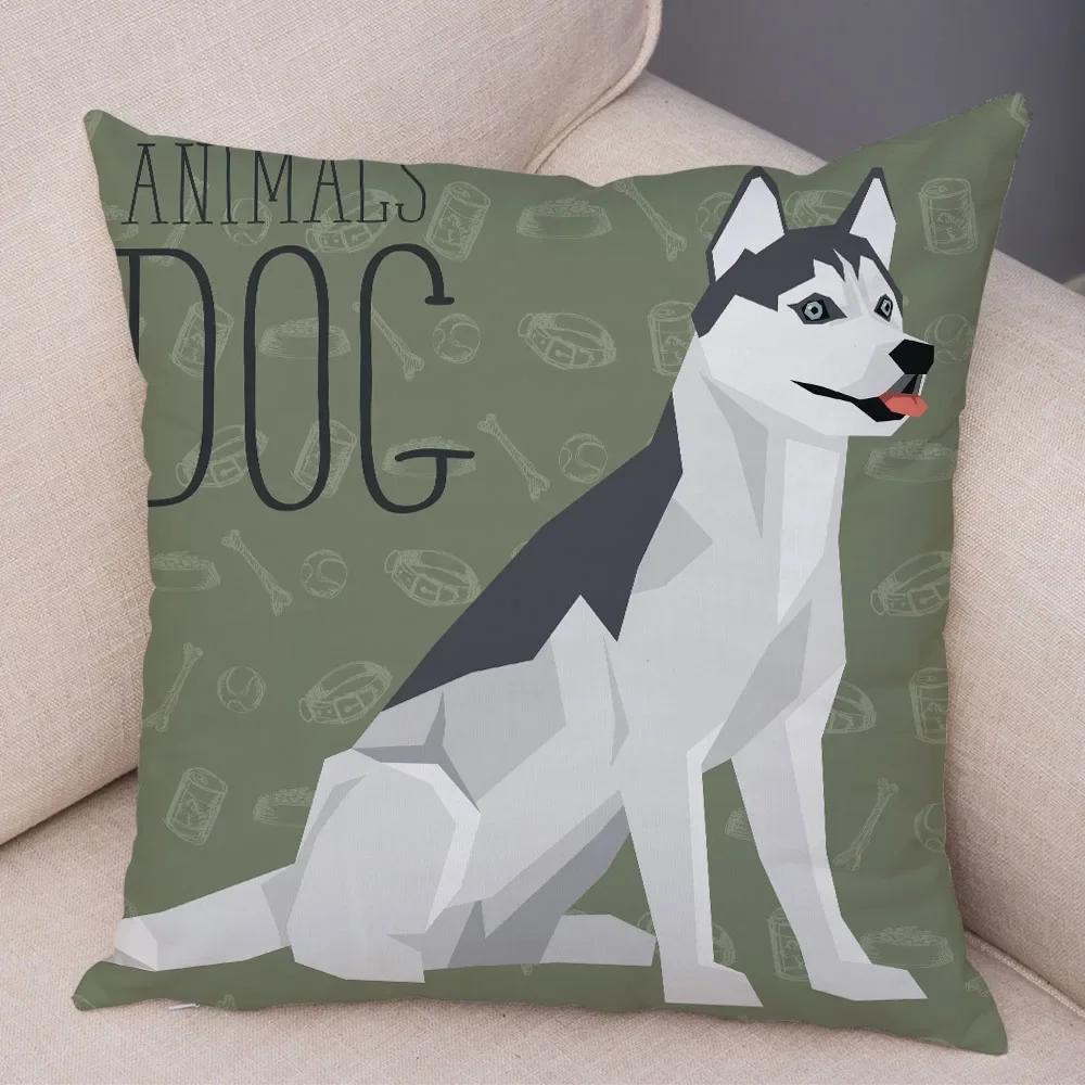 Home Sofa Pillowcase Color Dalmatian Schnauzer Decorative Cushion Cover Cartoon Dog Pet