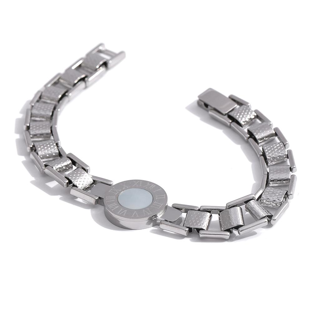 Yhpup 316L Stainless Steel Women Bracelet Trendy Roman Numeral Shell Bracelet New Men