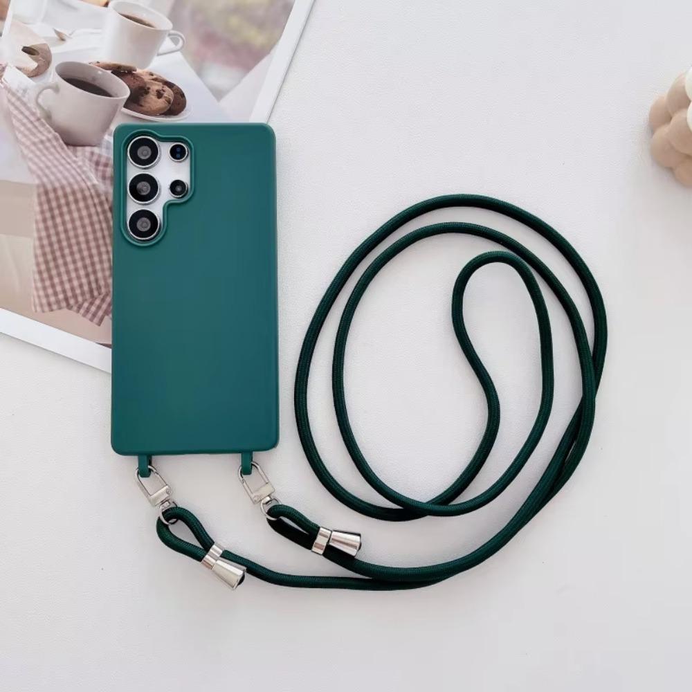 Crossbody Necklace Lanyard Strap TPU Soft Silicone Case For Samsung S26 S25 S24 Edge S23 FE S22 Ultra Plus Drop Protective Cover