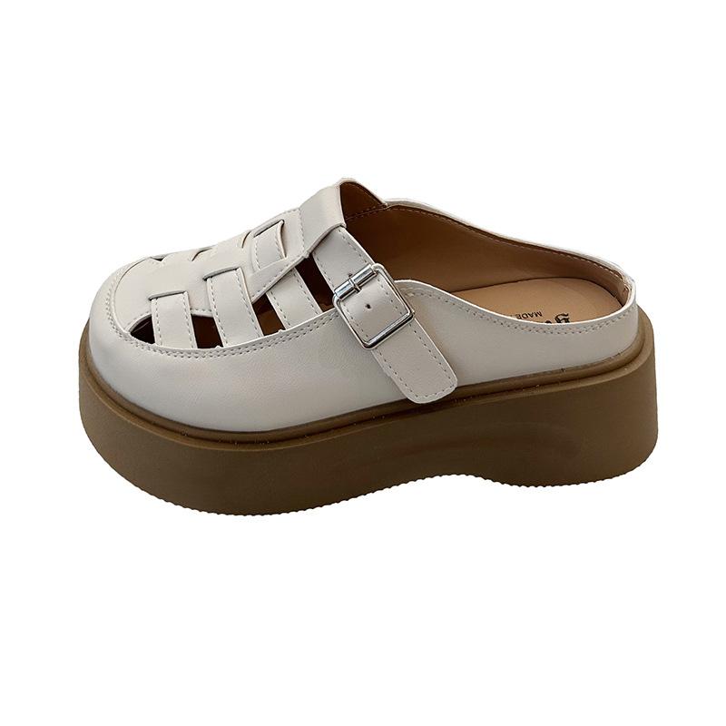 

Baotou Roman cool slippers women s 2025 summer Korean version of the new muffin woven outer wear hollow hole cool slippers women 35