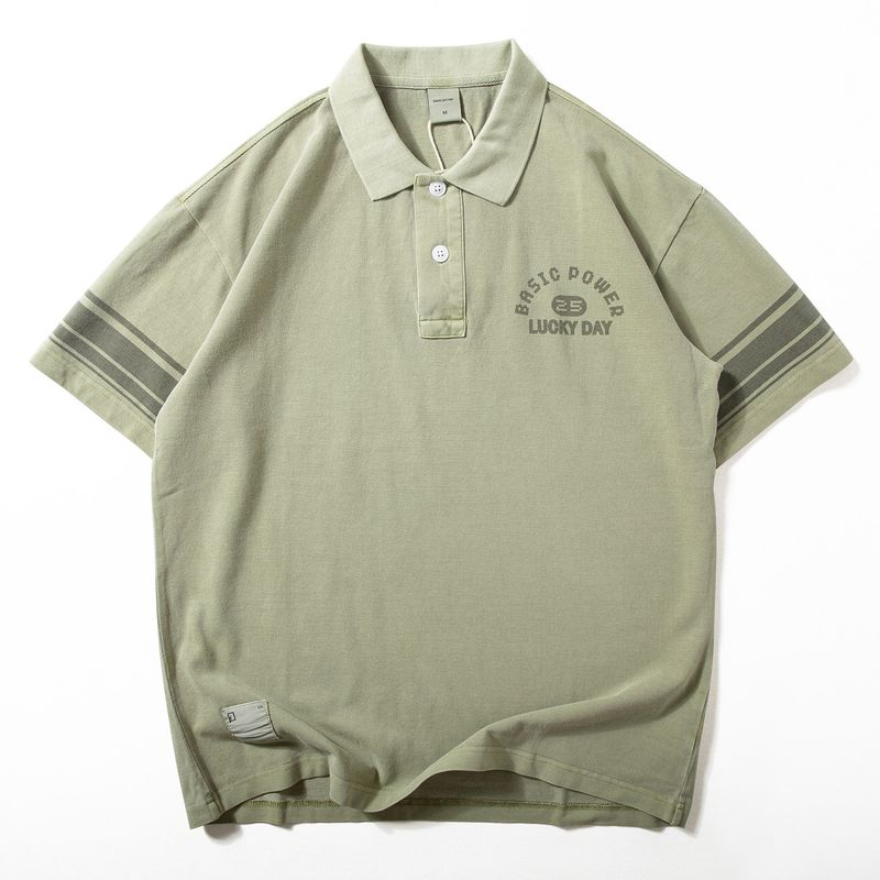 American Retro Polo Shirt Men's Short-Sleeved Summer New Style Washed Pique Cotton Top Versatile Loose Casual Half-Sleeve