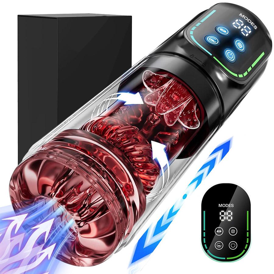 Thrusting Rotation Piston Male Masturbator Automatic Sucking Licking LCD Vacuum Sucking Vibrator Pocket Pussy Adult Sex Toys 18+