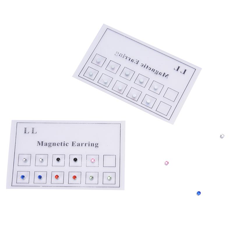 12Pcs/Card  Stud Nose Ring Fake Cheater Non Pierced Jewelry Magnetic Earring