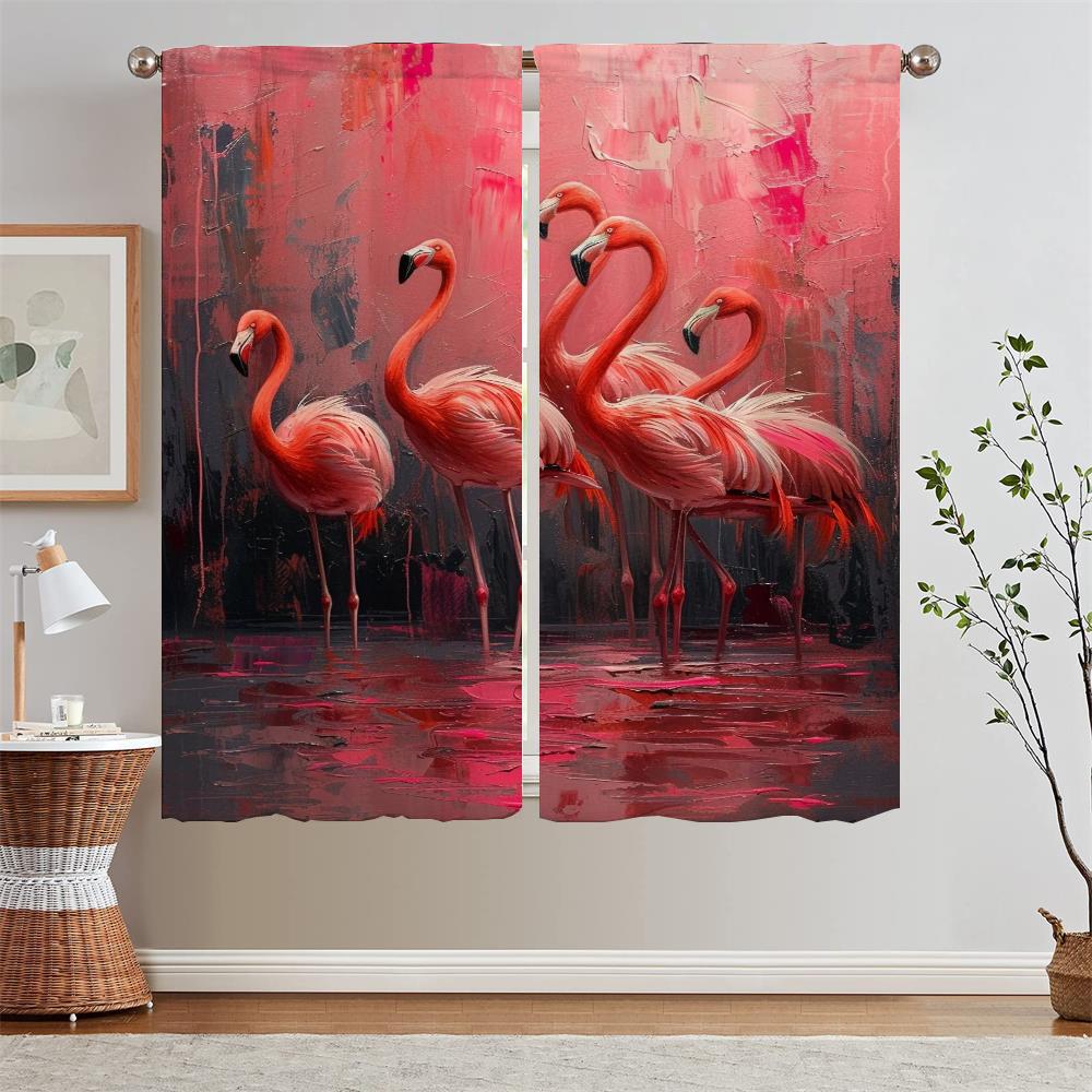 Flamingo Modern Living Room Curtains for Bedroom Kitchen Curtain Tiebacks Blinds Modern Home Decoration Blind Blackout Curls
