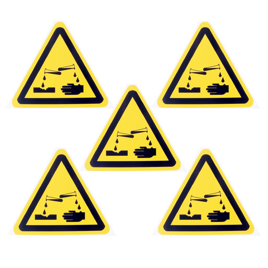 5pcs Triangle Warning Sign Sticker 2.5/5cm Alarm Logo Label Beware Hurting Heating Corrosion Poison Laser Bumping Self-Adhesive