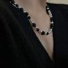 S925 Sterling Silver Niche Design Sense Simple Black Agate Necklace Fashionable Simple Personality Collarbone Chain