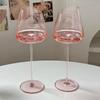 Pink High-end Red Wine Glass, Household Light Luxury Ins-style Wine Glasses, Champagne Glassware, Diagonal Crystal High Barware