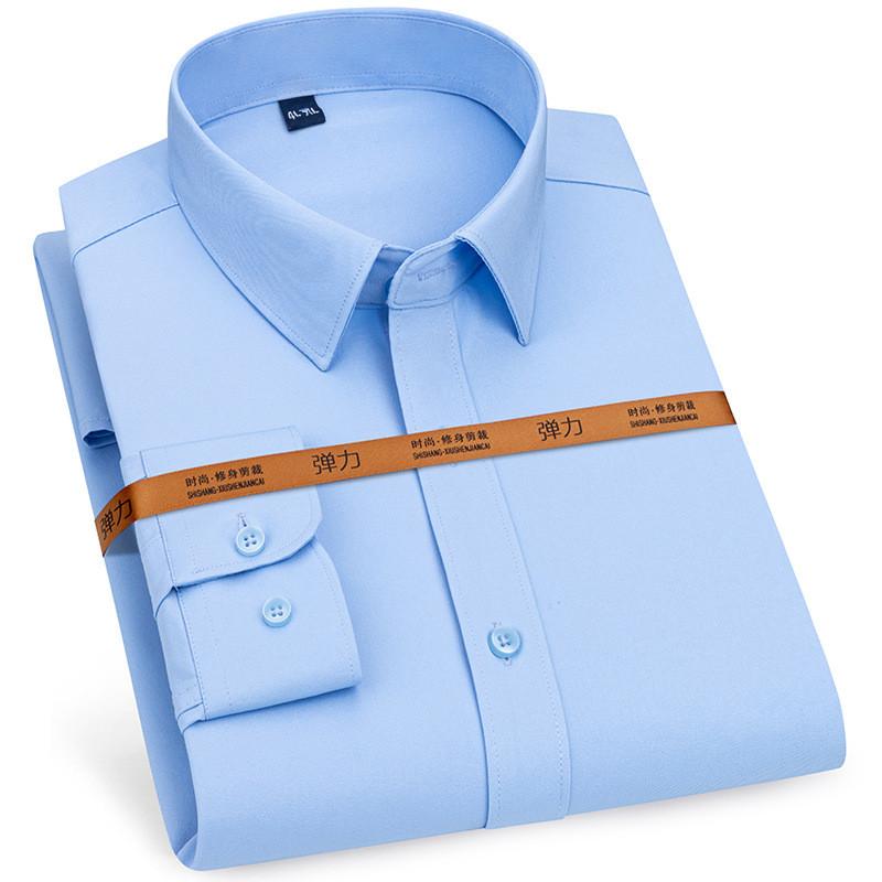 Taglia Grande 8XL 7XL 6XL Camicia da Uomo Basic Manica Lunga Casual Senza Stiratura Antirughe Vestibilità Slim Bianca Business Matrimonio Festa