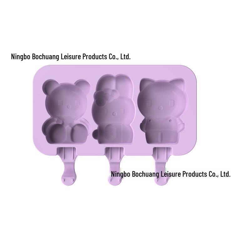 Silicone 3-Cavity Popsicle & Ice Cube Tray with Lid