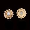 Engood 100Pcs Rhinestone Pearl Oval Buttons Sewing Trim & Embellishment Craft Buckle for DIY Bridal Bouquet Hair Ornaments Decor