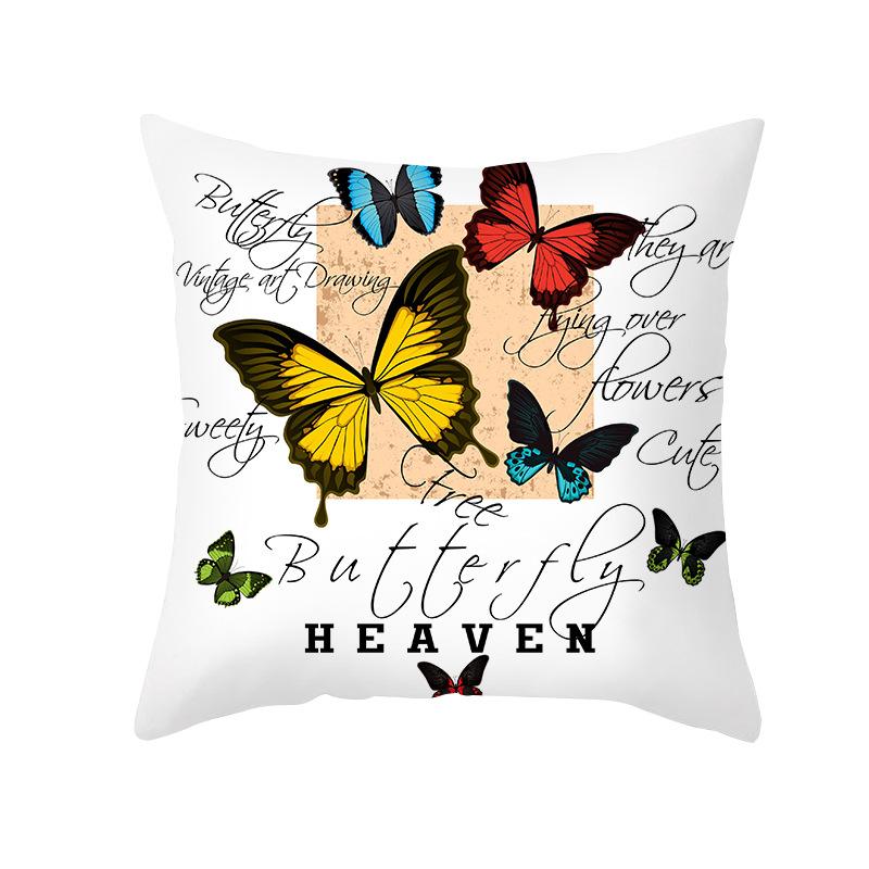 Colorful Butterfly Series Sofa Pillow Cover Nordic Peach Skin Print Office Cushion Pillow Cover Home