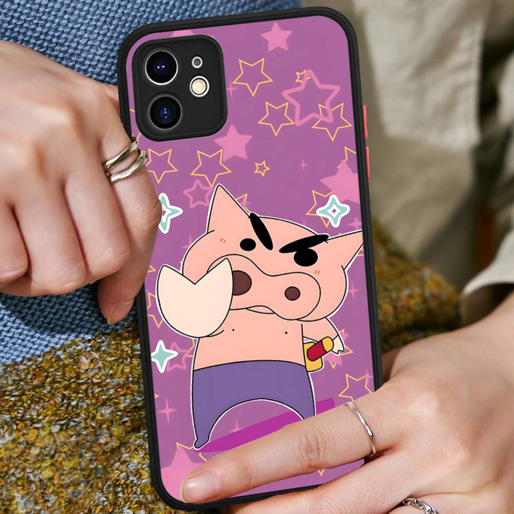 Anime Crayon Shin-Chan Matte Transparent Phone Cover For IPhone Case 16 15 14 13 12 11 Pro Max X XS Max Plus