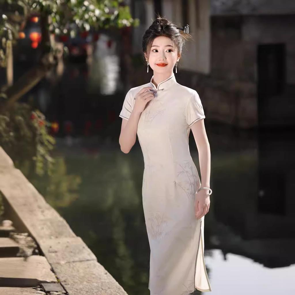 French women's cheongsam 1011 new summer young girl new Chinese silk and linen improved daily can wear noble