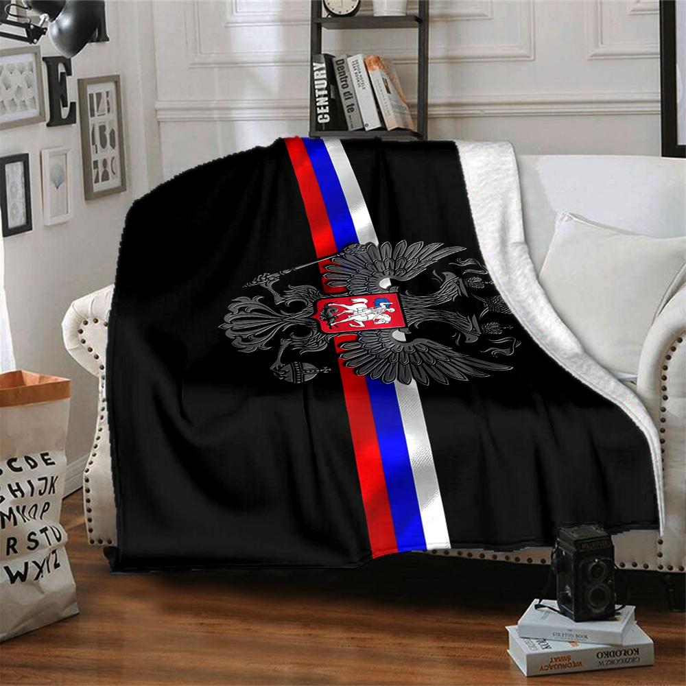 1Pc Russian Imperial Emblem Blanket Soft And Comfortable Casual Warm Camping Travel Christmas Halloween Xmas Gift M928756