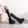 8813-3 inner height-increasing boots wedge heel super high heels 12CM waterproof platform muffin thick sole elastic but knee women's boots