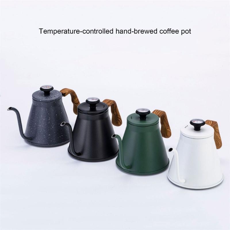 Edelstahl Schwanenhalskessel 1,2L mit Thermometer und Hitzebeständigem Griff für Präzision beim Kaffeeaufgießen