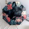 0106 Floral Black Dog  pattern, automatic folding umbrella, portable and foldable design, 8 ribs, a Christmas or birthday gift.