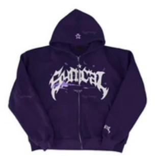 Suéter retro americano con cremallera sudadera gótica con estampado de letras y estrellas chaqueta casual una pieza