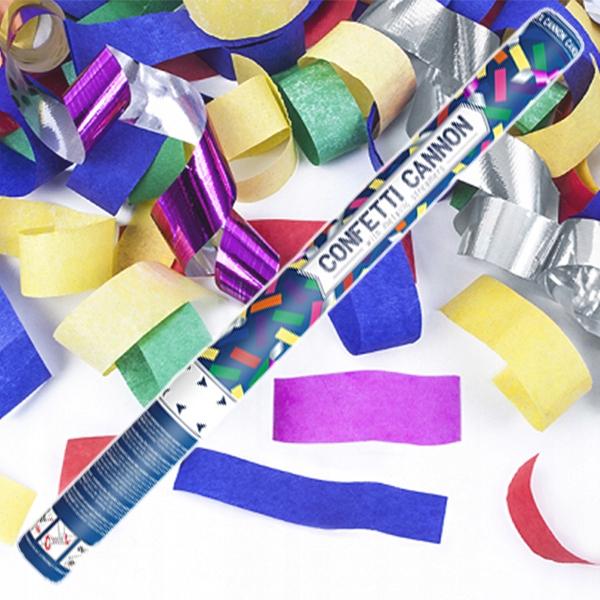 Tube with confetti and streamers, mix, 60cm 1 pc
