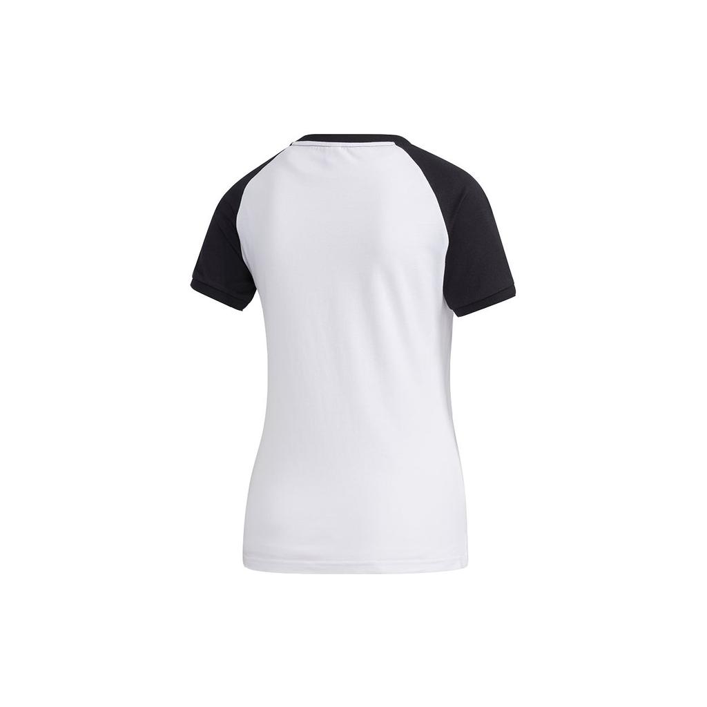 Adidas Neo Logo Color Block Round Neck Short Sleeve T-Shirt Women T-Shirt White GJ7920