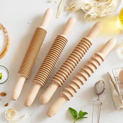 Hölzernes Nudelholz für Brot, Gebäck, Teigschneider, Rollrolle, 2-in-1-Nudelholz, Schraubgewinde-Design, Küchen-, Koch- und Backwerkzeuge