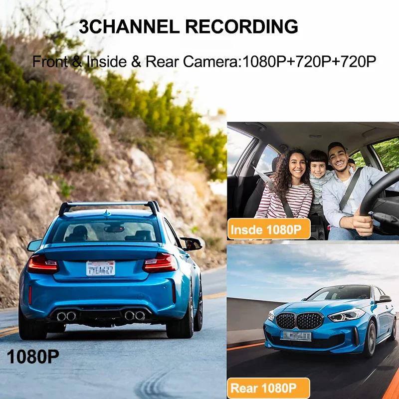 WIFI APP Control Car Dvr 2/3 Channel 1080P Dash Cam for Cars Front and Rear View Recorder Video Car Camera for Car Assecories