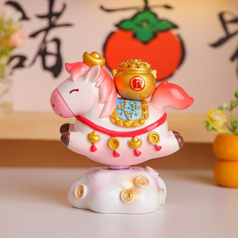 Xiaoma CAI CAI Rotating Fun Table Decoration, Xiaoma Doll, Horse Year Zodiac Figurine