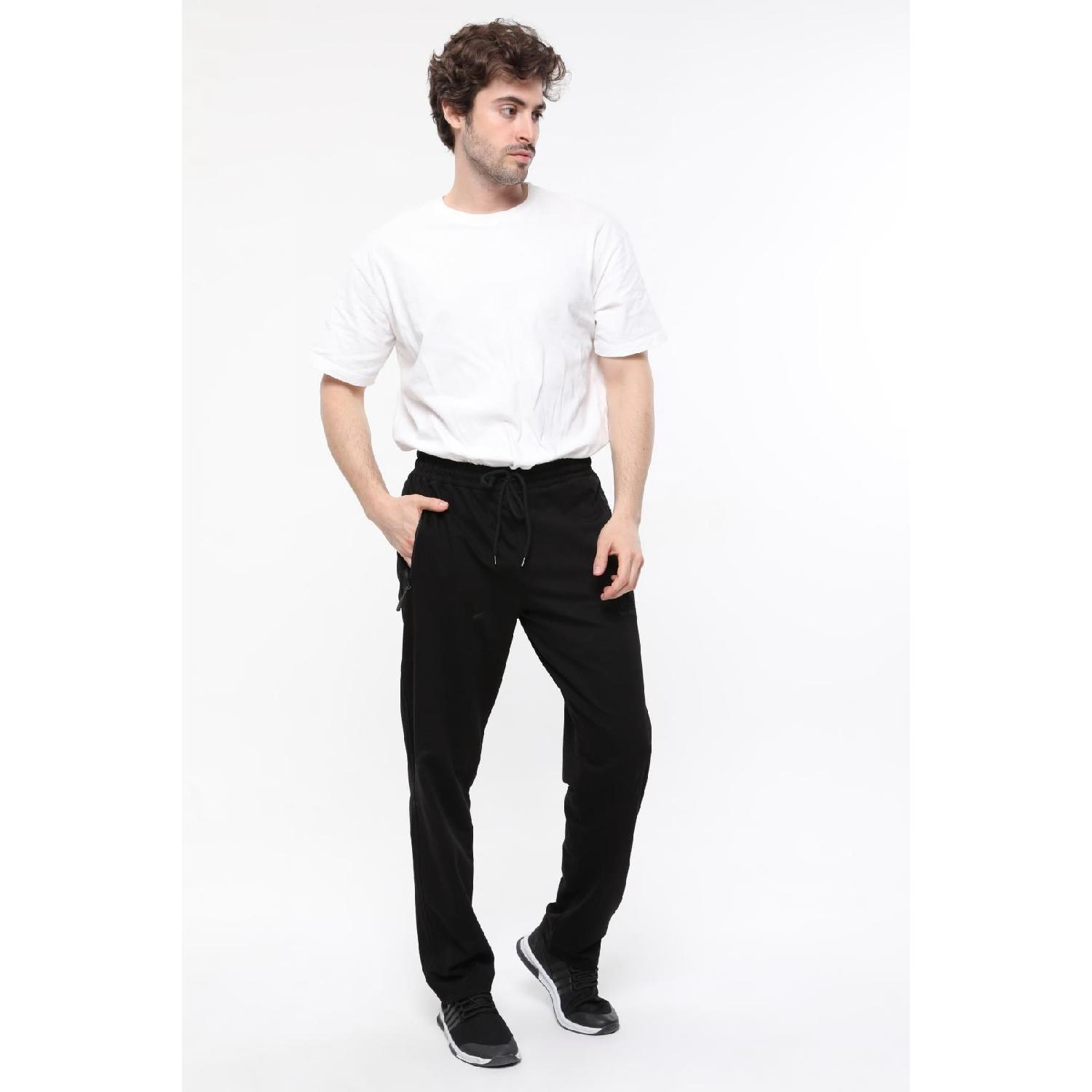 

Черные мужские классические спортивные штаны на молнии с карманами S чёрный