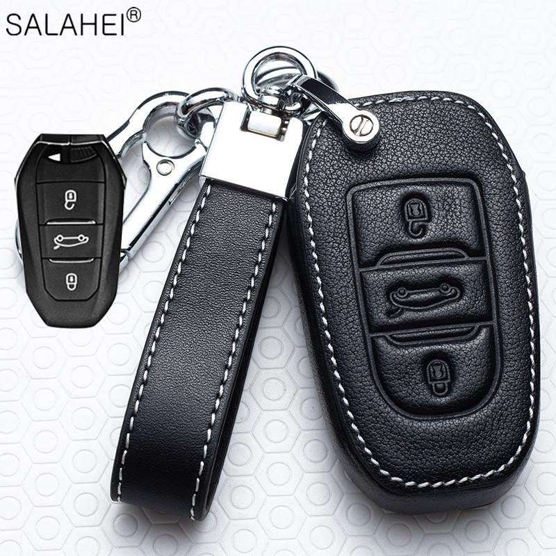 DGTOV1 New Leather Car Key Case Remote Cover For Peugeot 208 308 T9 508 2008 For Citroen C4 For Opel Corsa Crossland X Auto Accessories