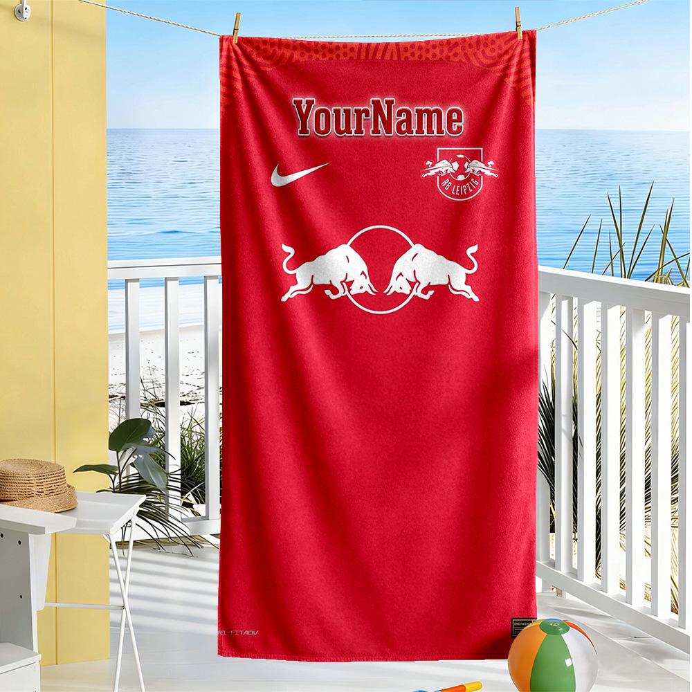Rb Leipzig Personalized Text Beach Towel Quickdry Soft Microfiber Suitable For Sports Travel Swimming Yoga Bathroom Beach And Pool