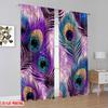 2D Flat Printing 2pcs Curtain Curtain Colorful Peacock Feathers Digital Printed Polyester Drapes Festive Curtains Use for All