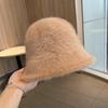 Furry Plush Bucket Cap Knitted Anti-cold Bucket Hat Temperament Winter Fisherman Hat  Daily