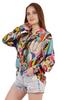 Inkmeso Printed Long Sleeve Oversized Shirt For Women  S Loose Fit Button-Down Shirts
