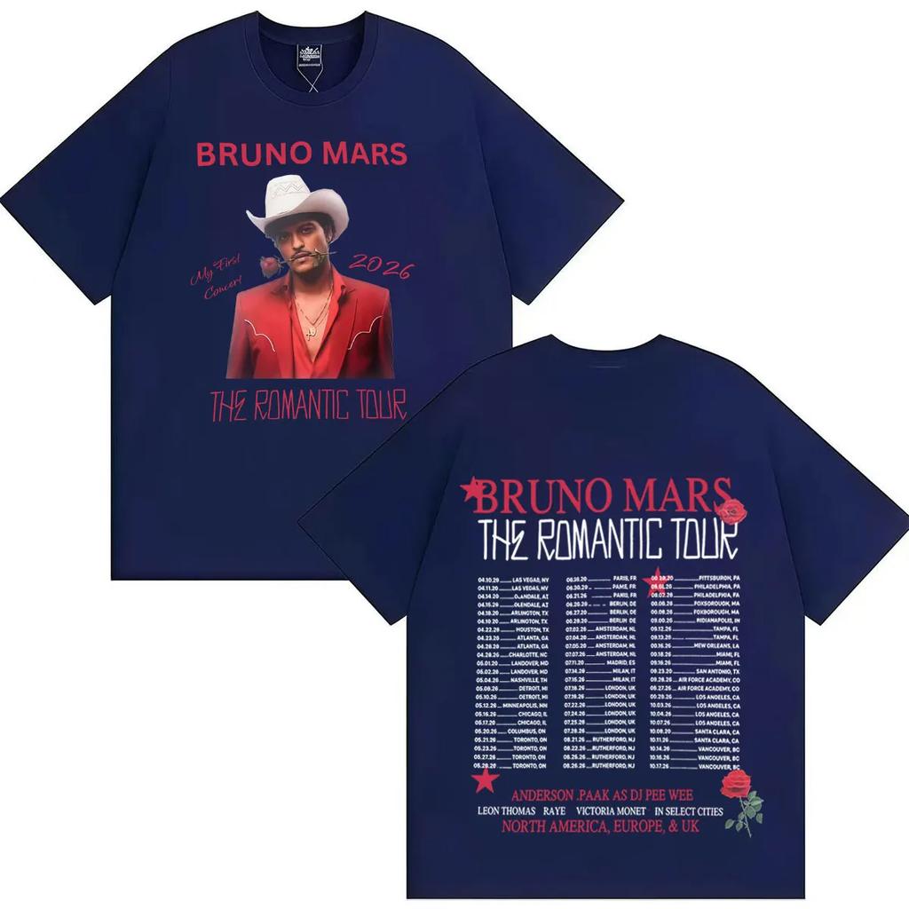 Rapper Bruno Mars 2026 Pop Music Tshirts Mens Womens Casual Summer Short Sleeve Tee Shirt Summer 90S Harajuku Cozy Crewneck Tops
