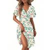 Women's Casual Fashion Dress Vintage Floral Floral Short Sleeve V-neck Dress