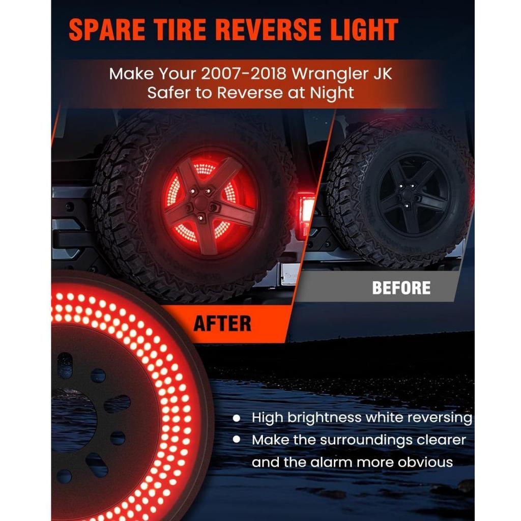 Jeep Wrangler JK LED Spare Tire Brake & Reverse Light Plug-and-Play
