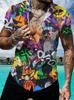 Fashionable Tropical Texture Pattern Elements Men'S Casual Shirt with Short Sleeves And Button Design for Summer Vacation And Leisure