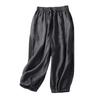 Damen Baggy Baumwoll-Leinenhose Elastischer Bund Lässig Locker Sommer Strandurlaub Hose