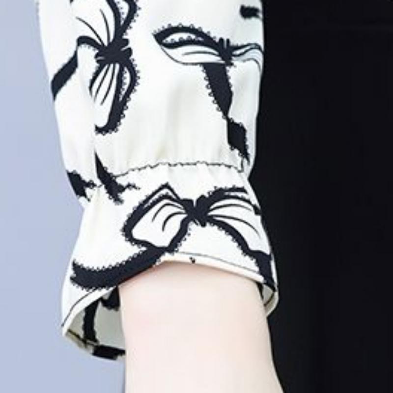 Женское лоскутное платье с длинным рукавом и принтом — фото 8