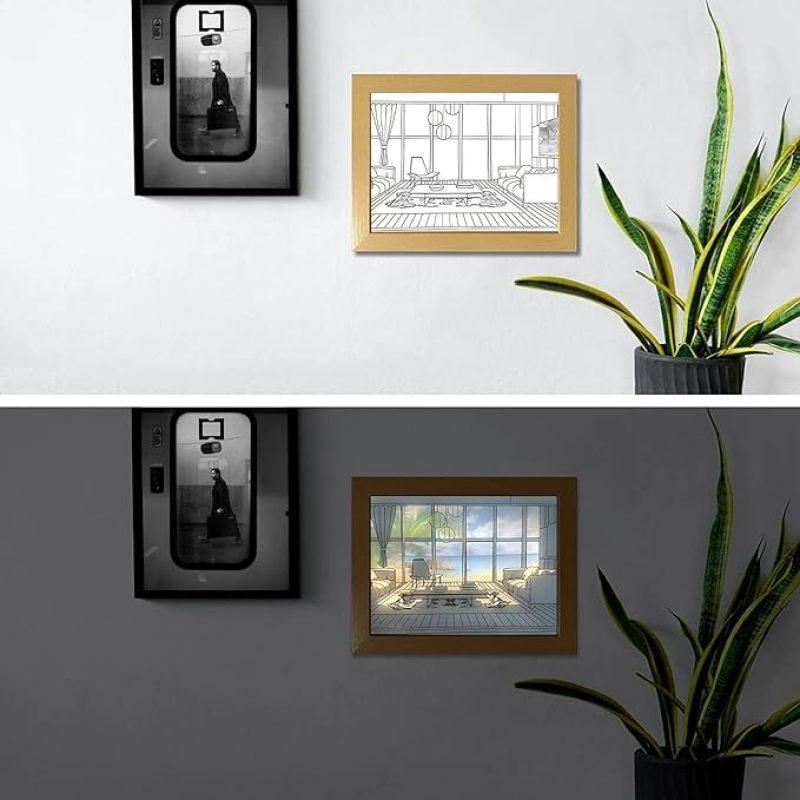 LED Night Light Decorative Light Painting USB Plug Dimming Wall Artwork Table Lamp Gift Indoor Sunlight Window Wooden Photo Lamp