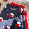 Schneeflocke Christma O-Ausschnitt Pullover Damenmode Langarm Herbst Winter Socken Print Strickpullover Chic Lady Jumper