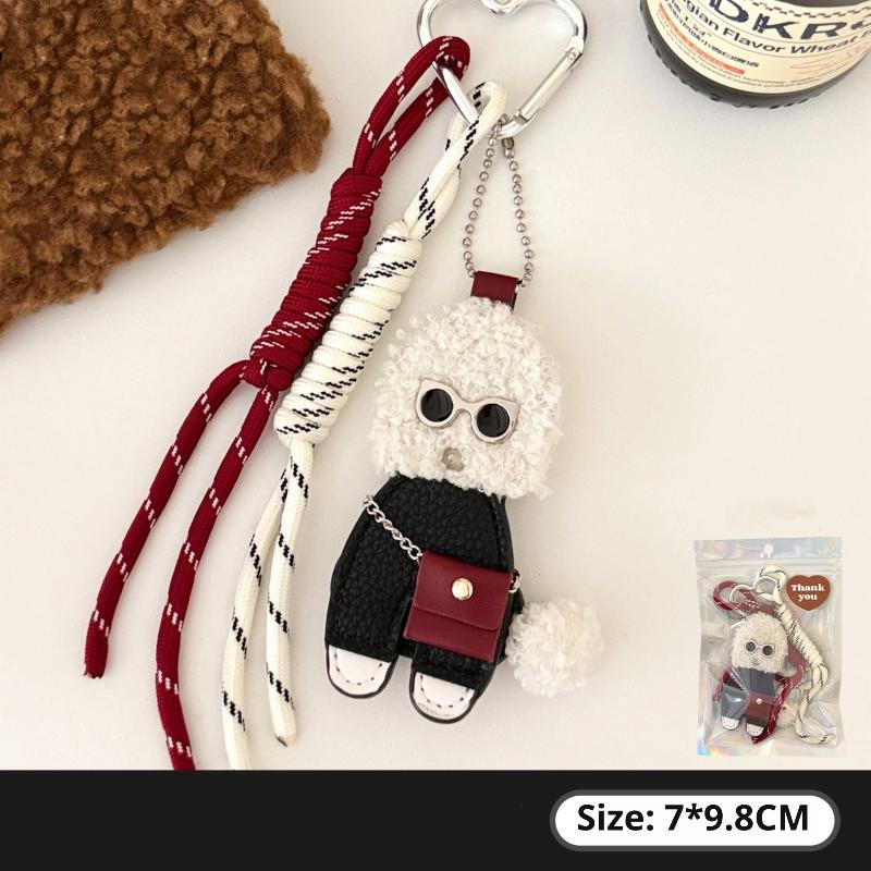 

Милый мультяшный плюшевый брелок для ключей в виде плюшевого мишки, кавайный кожаный кулон-кукла, подвеска для рюкзака, декоративные аксессуары, подарки