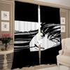 Home Interior Kitchen Curtains for Living Room 2 Pieces Blackout Curtains Door Curtain Junji Ito Bedroom Decoration Partition