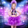 Sequins Jazz Dance Costume with Headwear Children Dance Outfit Stage Performance Costume  Kids