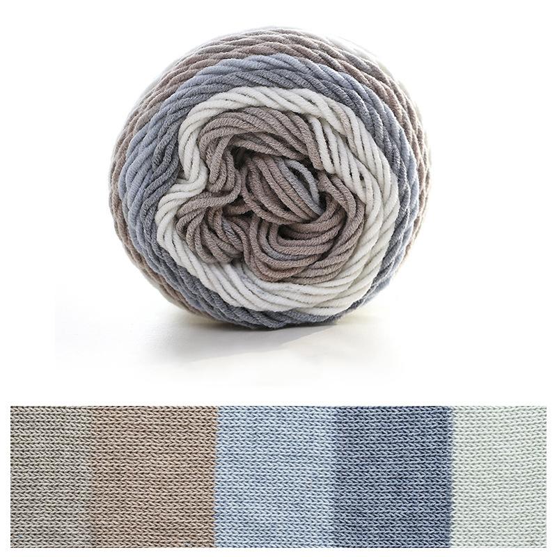 2 Pcs Rainbow Cotton Yarn Segment Dyeing 100g/Ball 5 Strands Of Thick Wool Line DIY Knitting Crochet Sweater Scarf Blanket