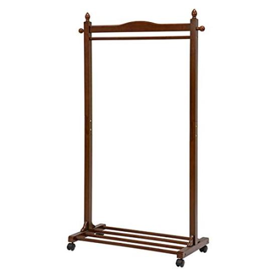 Hagihara Coat Rack with Casters Storage Capacity and Clothing Natural 90cm [Combining Usability] Storage, Wood, Brown, Wide, VR-7238BR