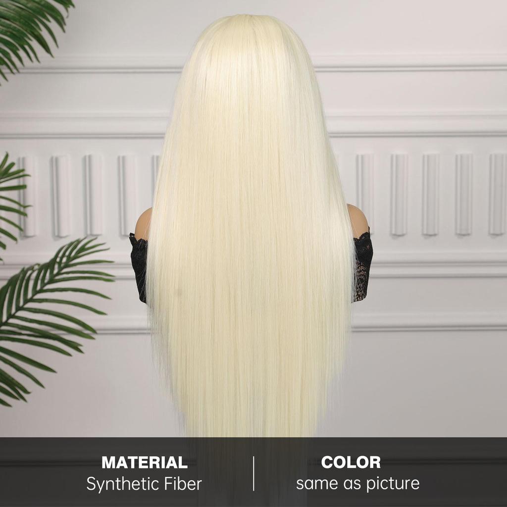 13ALAN EATON Lace Front Wigs 613 HD Blonde Synthetic Long Wavy Wig with Baby Hair for Women Cosplay High Density Hair Wig