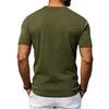 Men Contrast Shoulder Henley Neck Short Sleeve Pocket Casual Tee
